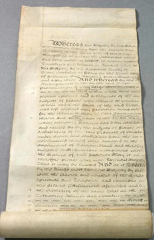 L’Acte de Québec de 1774 — document d’archives